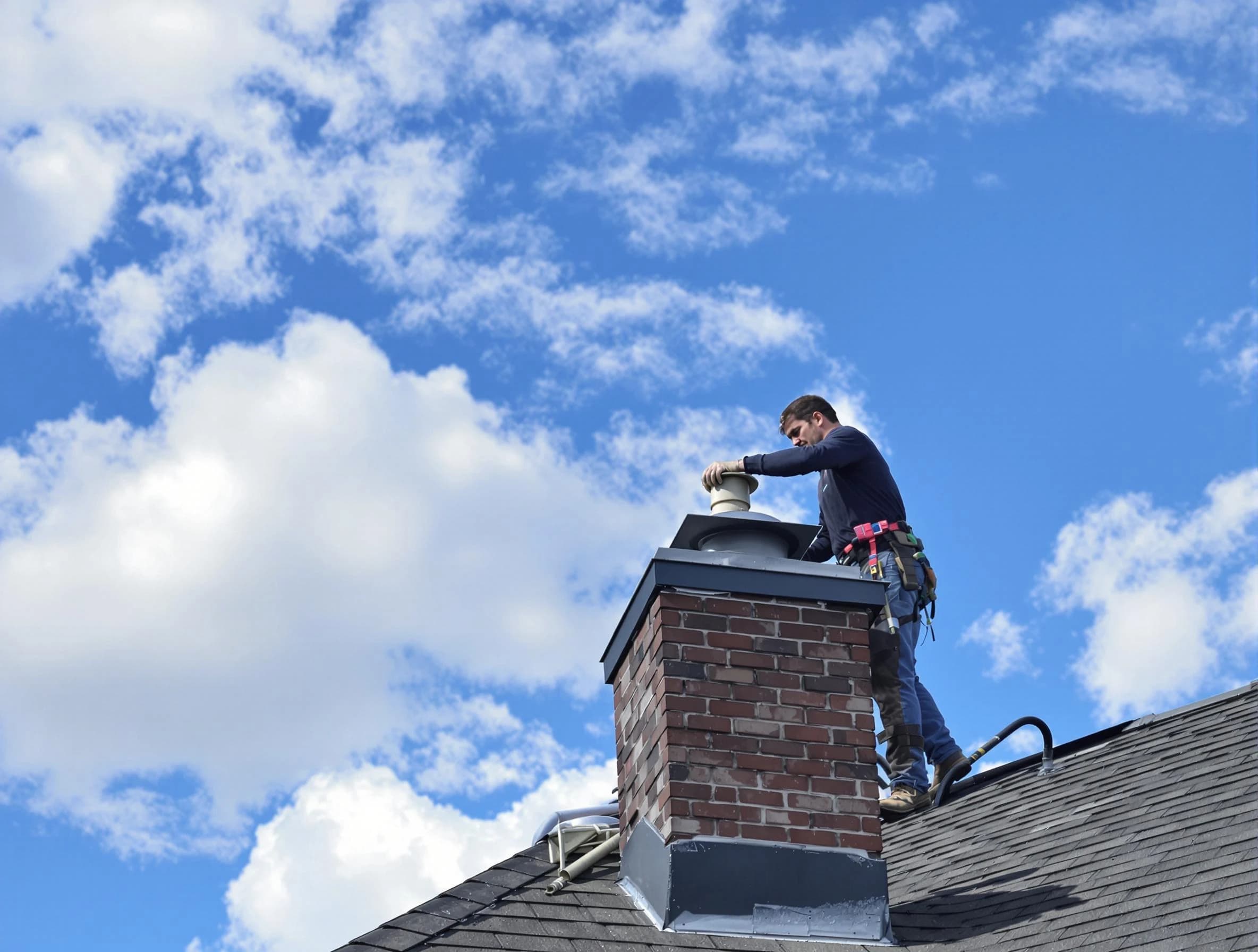 Gilbert Chimney Sweep installing a sturdy chimney cap in Gilbert, AZ