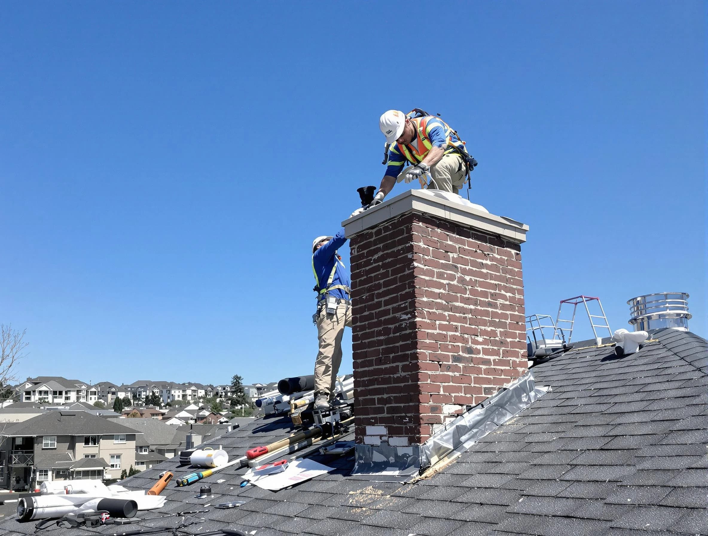 Gilbert Chimney Sweep repairing a chimney crown in Gilbert, AZ