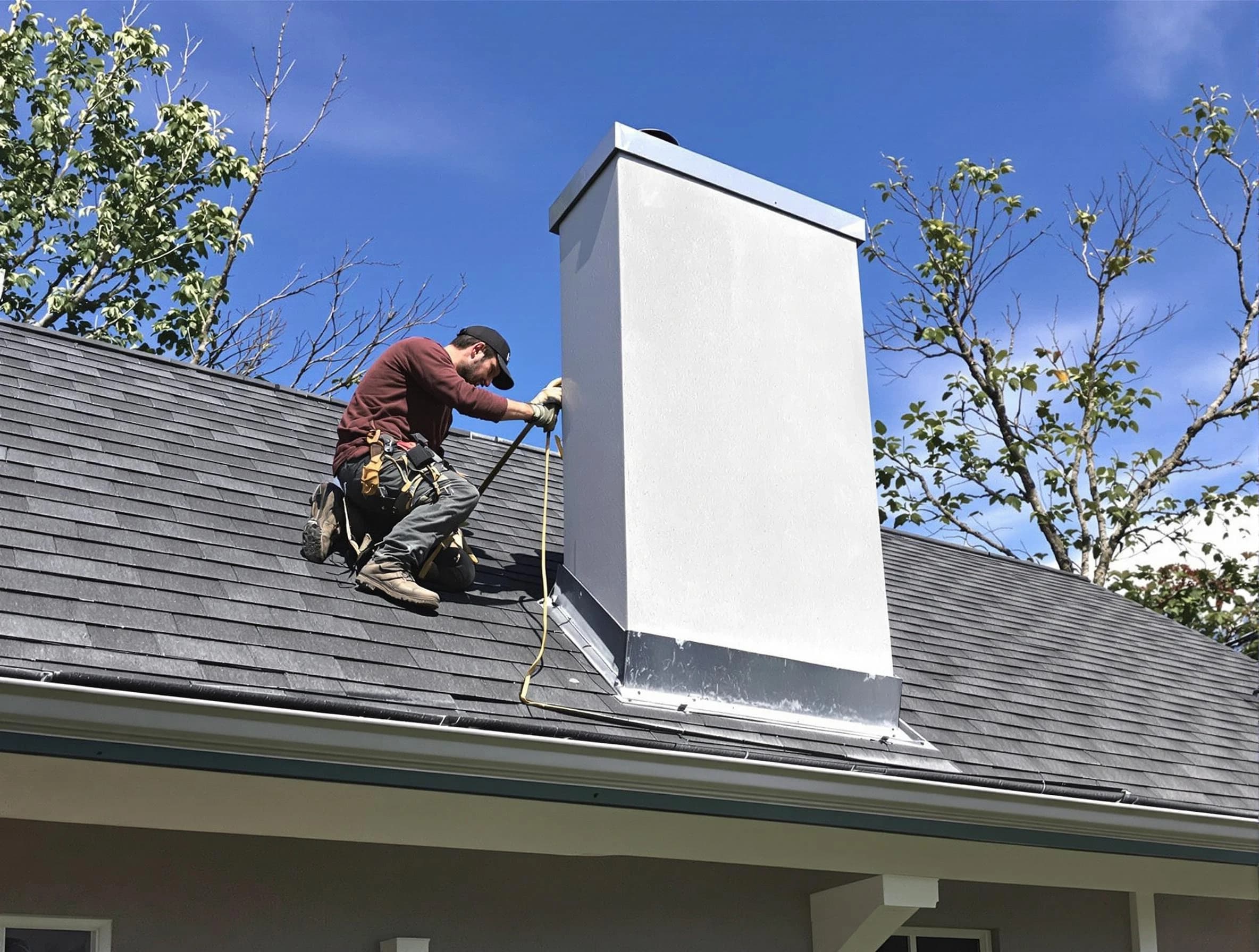 Gilbert Chimney Sweep team member finishing chimney construction in Gilbert, AZ