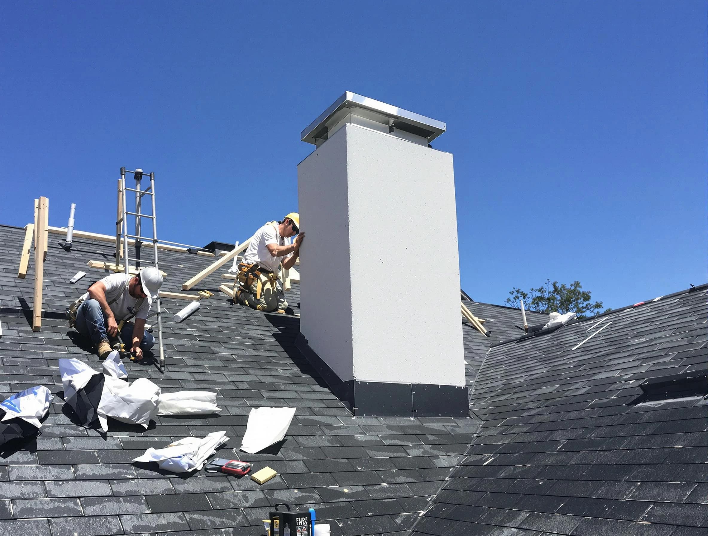 Gilbert Chimney Sweep crew installing a new chimney in Gilbert, AZ