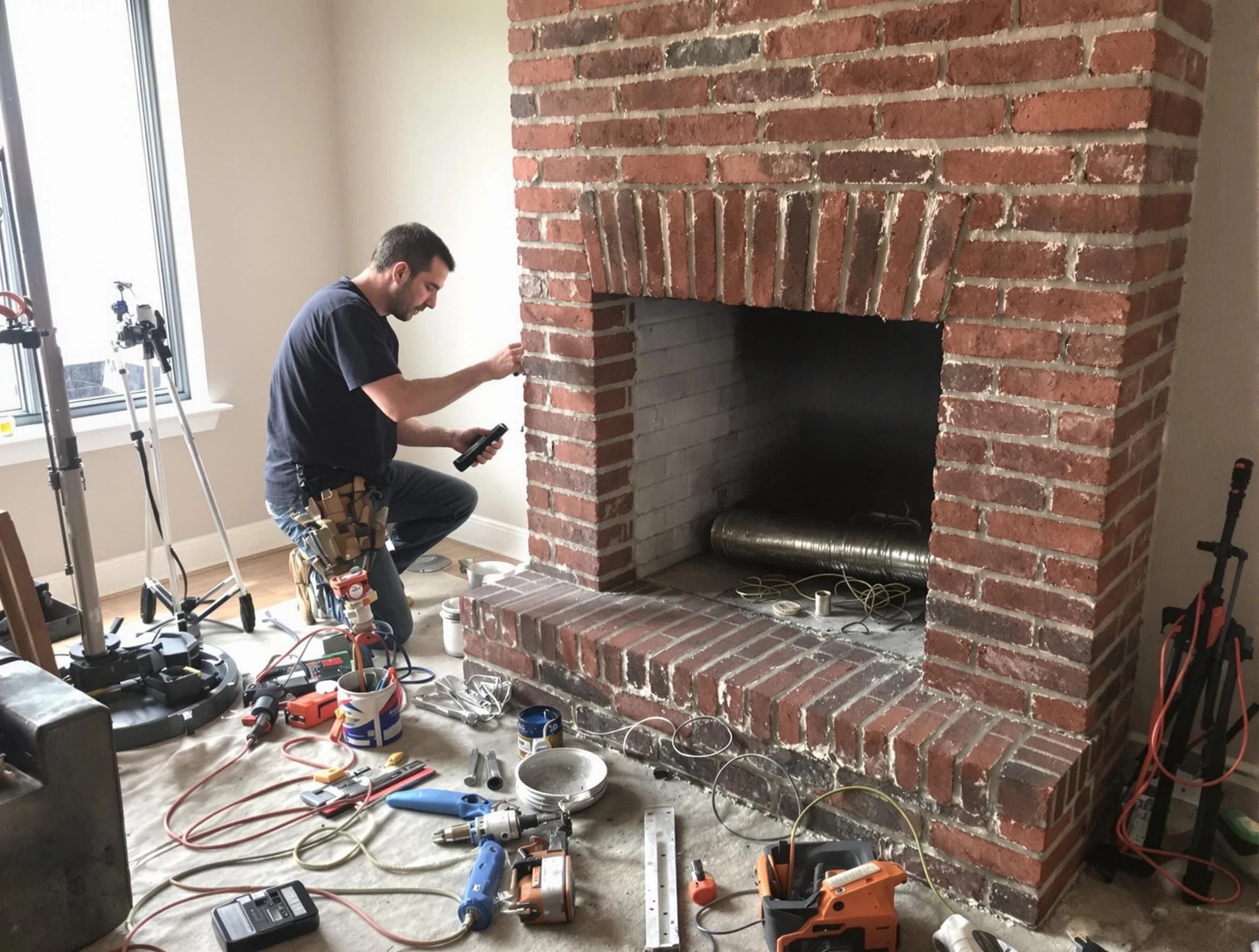 Gilbert Chimney Sweep specialist finalizing chimney liner service in Gilbert, AZ