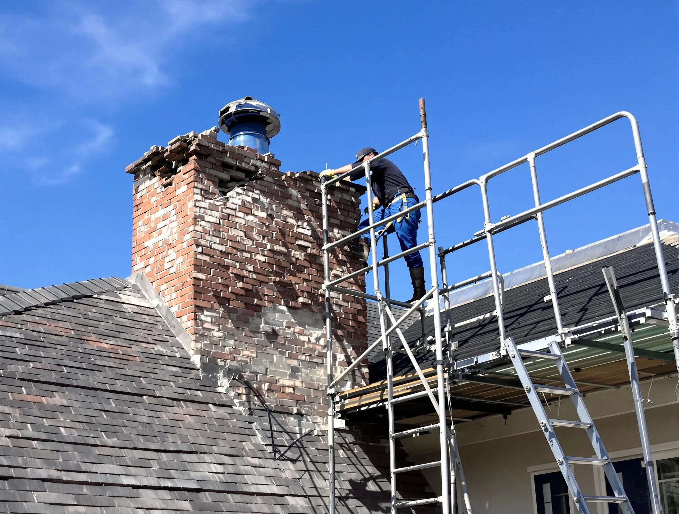 Rebuilding a chimney structure by Gilbert Chimney Sweep in Gilbert, AZ