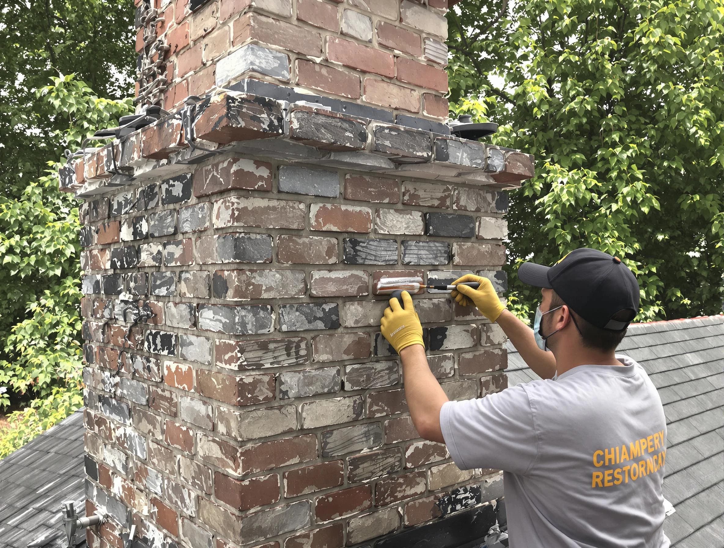 In-progress chimney restoration by Gilbert Chimney Sweep in Gilbert, AZ