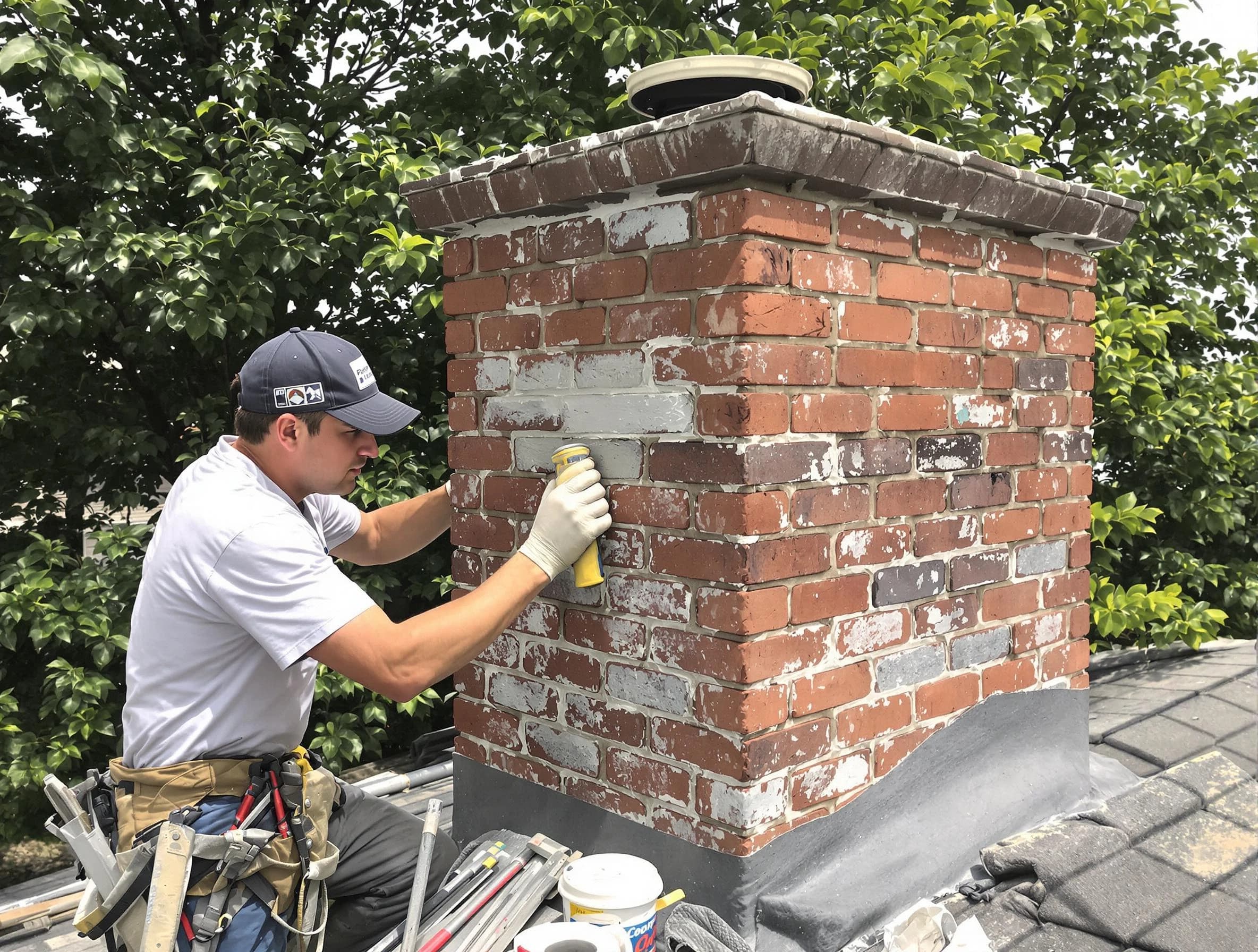 Gilbert Chimney Sweep restoring an aging chimney in Gilbert, AZ