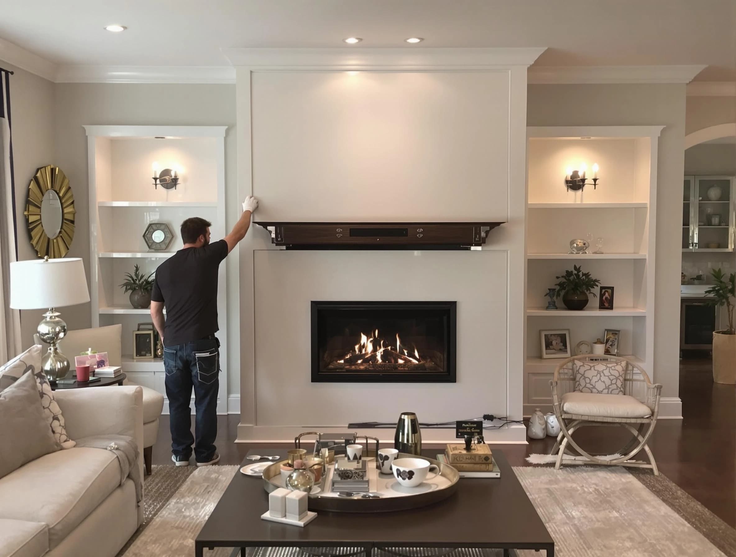 Gilbert Chimney Sweep installing a new fireplace in Gilbert, AZ