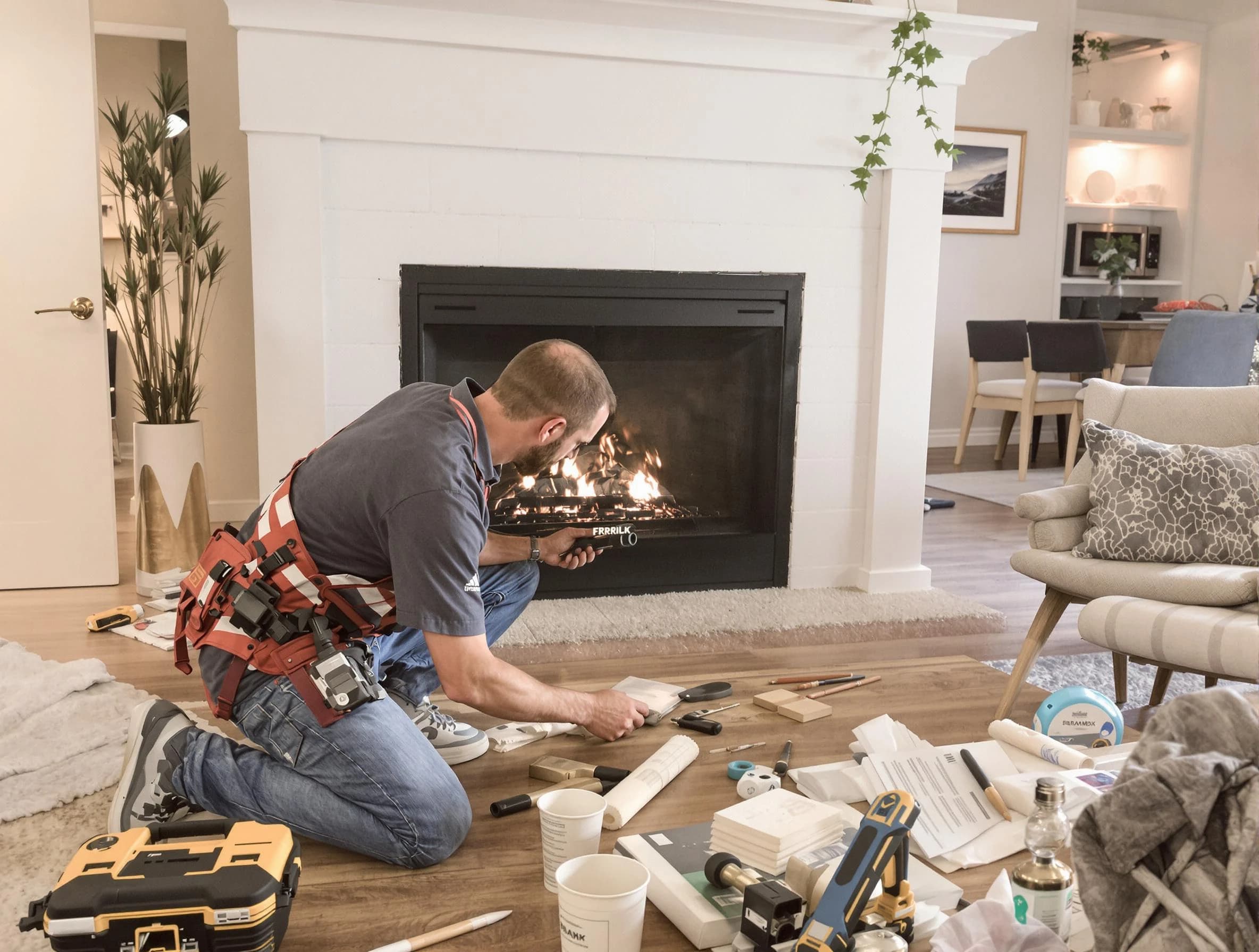 Gilbert Chimney Sweep performing fireplace repair in Gilbert, AZ