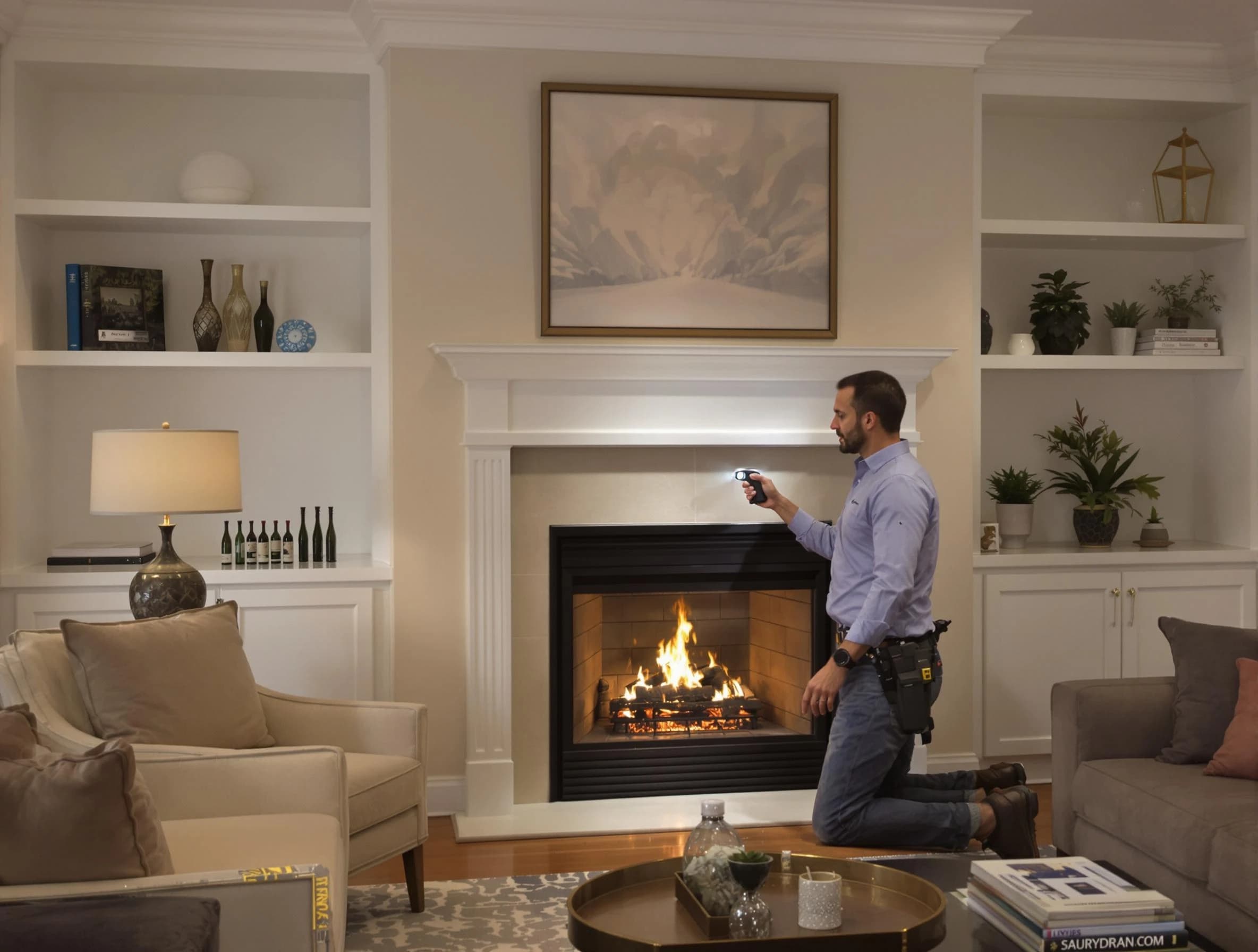 Gilbert Chimney Sweep conducting a fireplace safety inspection in Gilbert, AZ