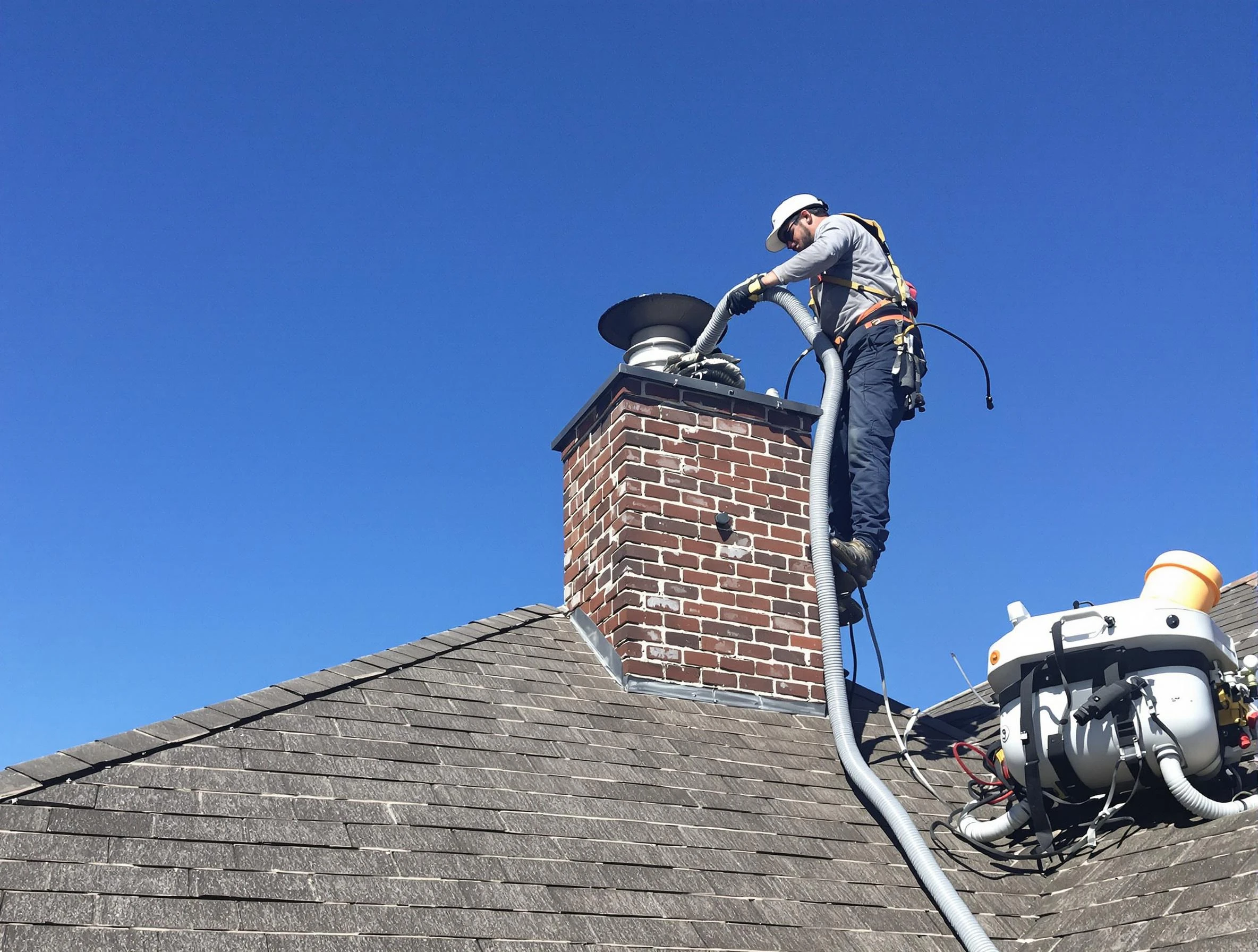 Dedicated Gilbert Chimney Sweep team member cleaning a chimney in Gilbert, AZ
