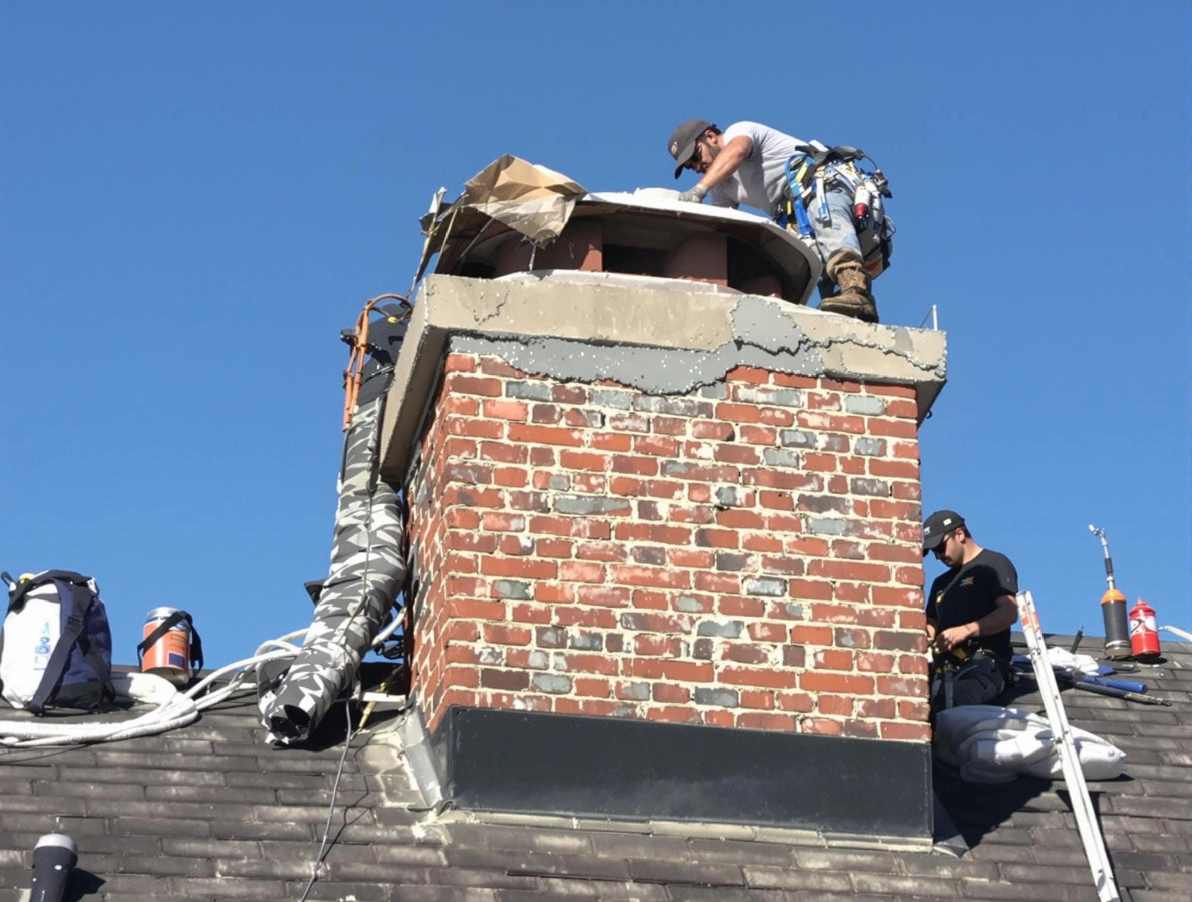 Gilbert Chimney Sweep installing a custom chimney crown in Gilbert, AZ
